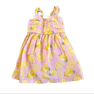 Sweet Lemon Print Sundress Pink Yellow Size 3-6 Months Baby Summer Cotton